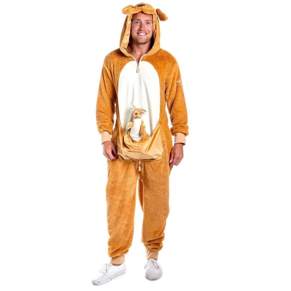 Tipsy Elves Kangaroo Onesie Costume - Brown and White
